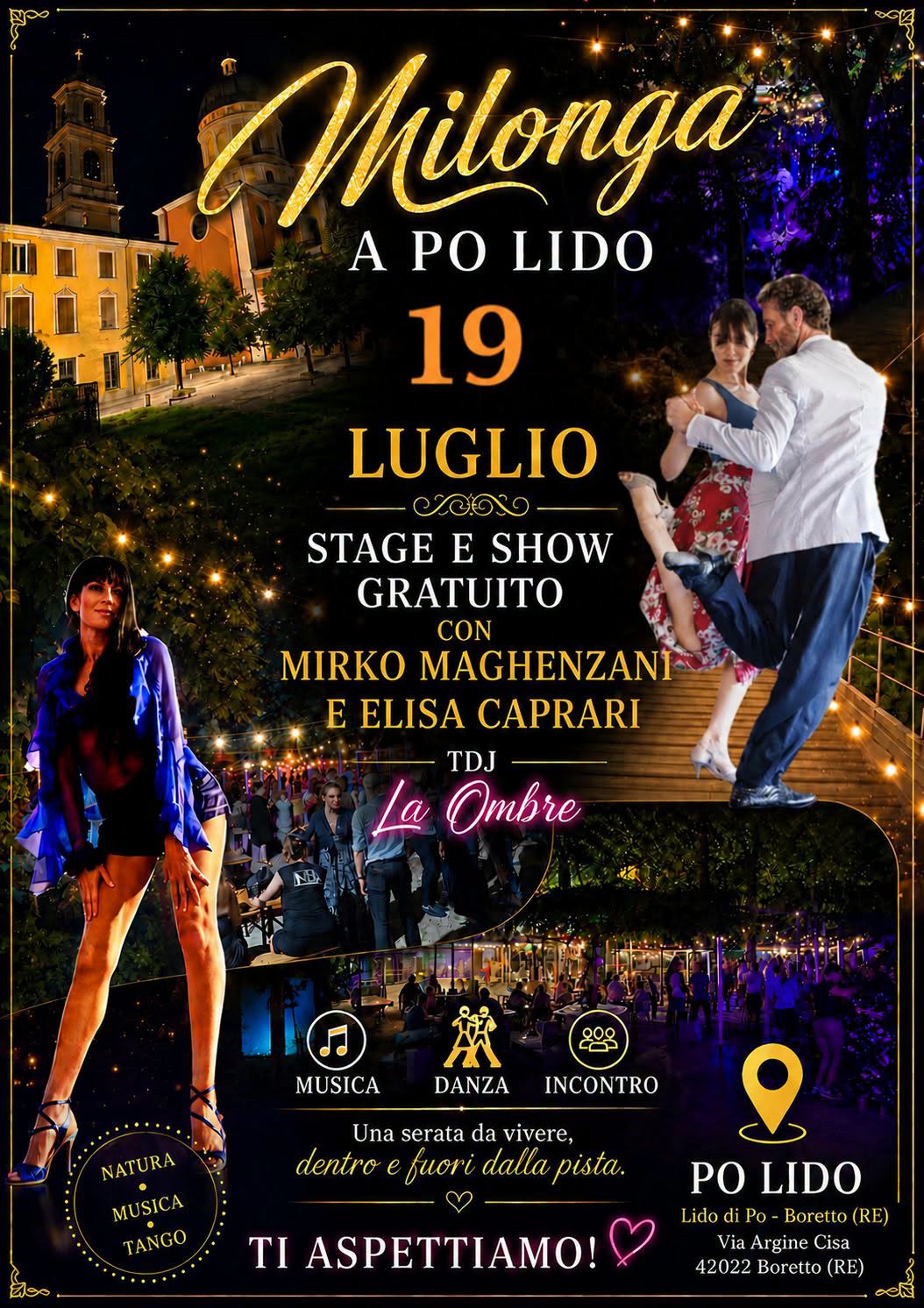 MILONGA AL LIDO DI PO BORETTO STAGE CON MIRKO MAGHENZANI E ELISA CAPRARI TDJ LA OMBRE