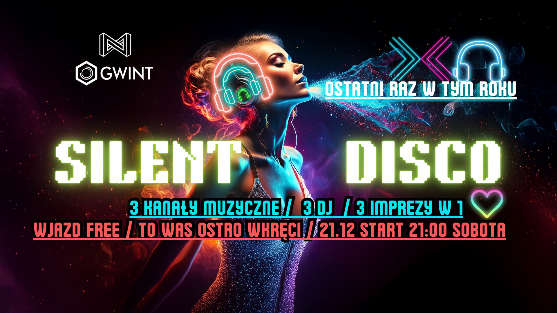 🎧 Ostatnie SILENT DISCO w TYM ROKU! 🎧 w Klubie Gwint! 🎧Wjazd FREE 21.12 21:00