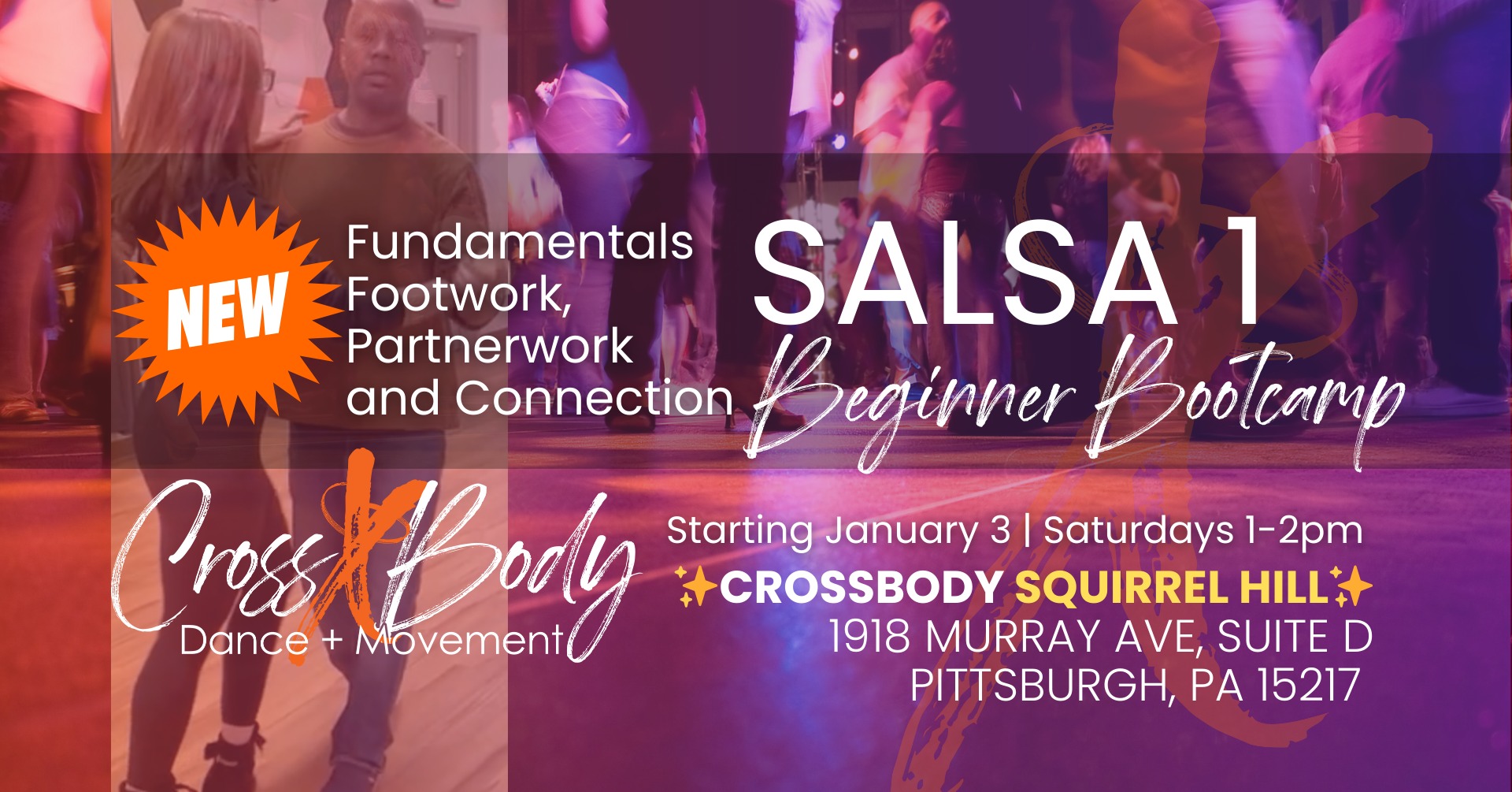 Salsa 1 Beginner Bootcamp: Fundamentals, Footwork, Partnerwork, & Connection with Vincent & Rachel