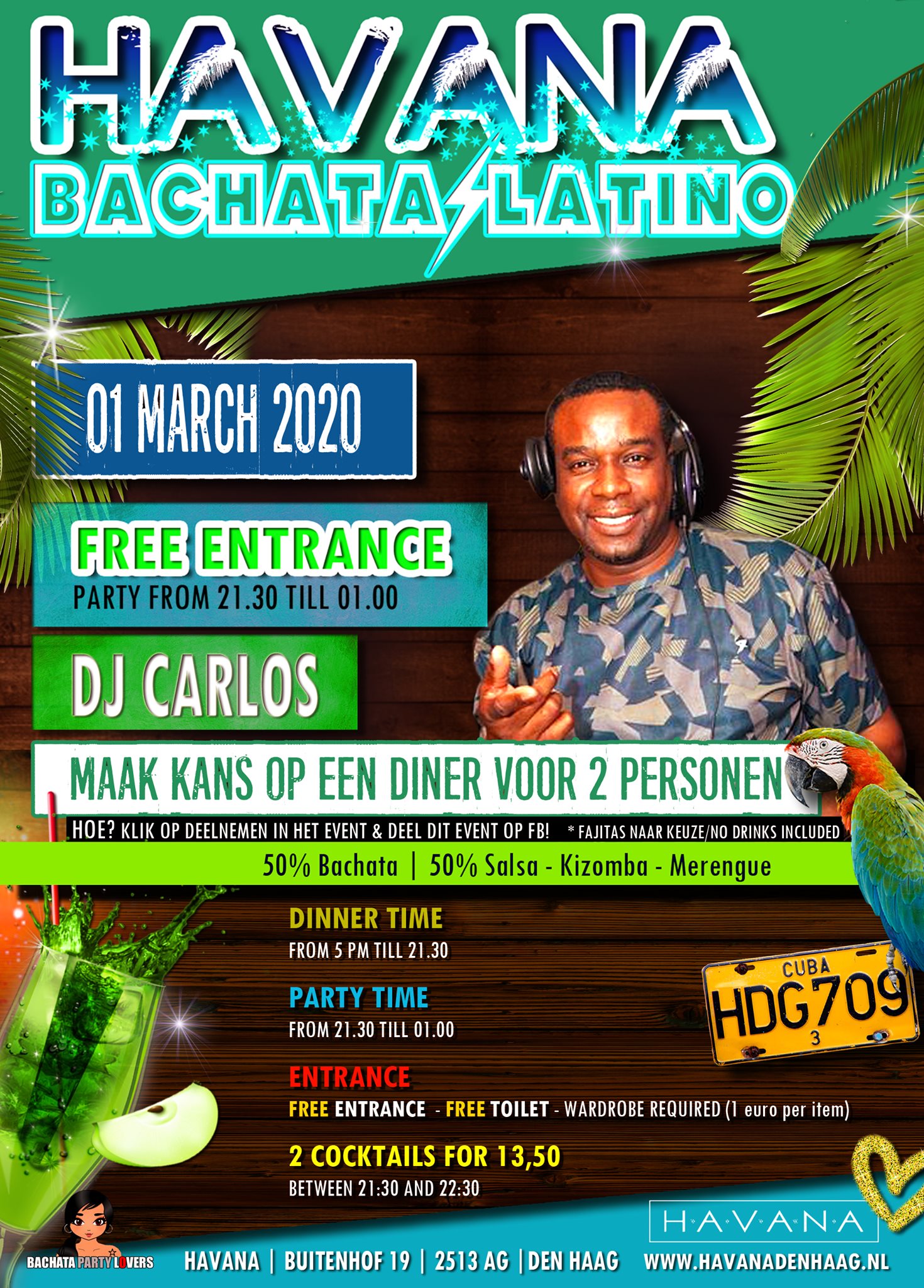 Havana - Bachata & Latino (Gratis Entree) WIN DINER VOOR 2