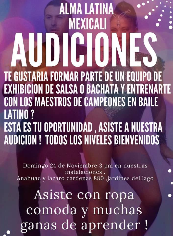 Audiciones Alma Latina Mexicali y Clase GRATIS