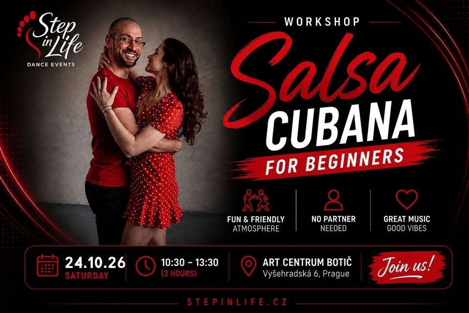 🔥 Salsa Cubana - Sobota 24.10. 10:30-13:30 Pro začátečníky a mírně pokročilé