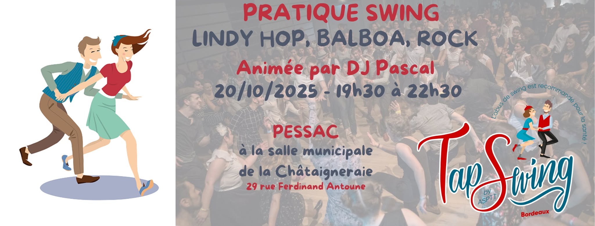 Pratique ROCK SWING (Lindy, Balboa, Rock) Pessac Châtaigneraie (Salle Municipale)