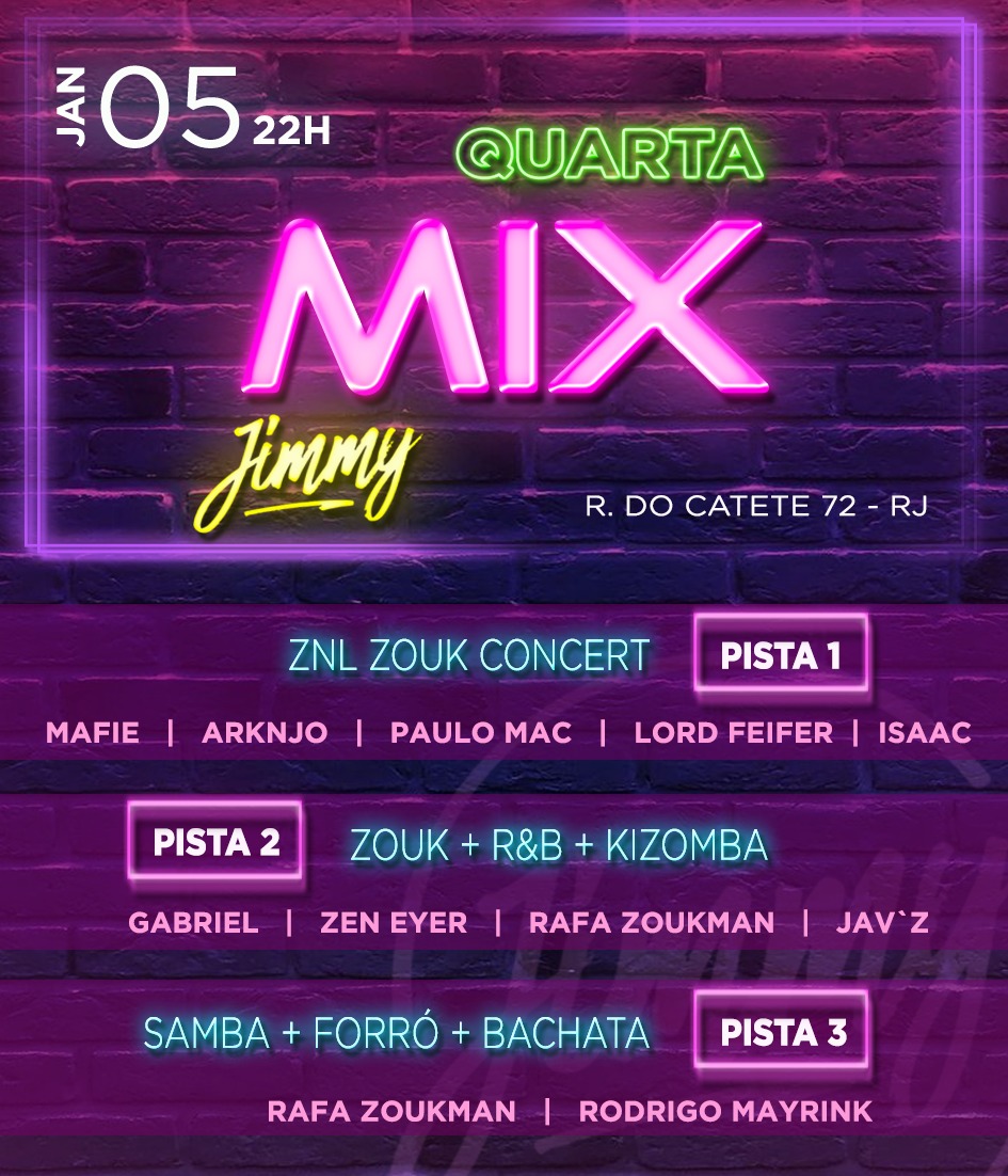QUARTA MIX - JIMMY (Nesta Quarta 05 JAN )