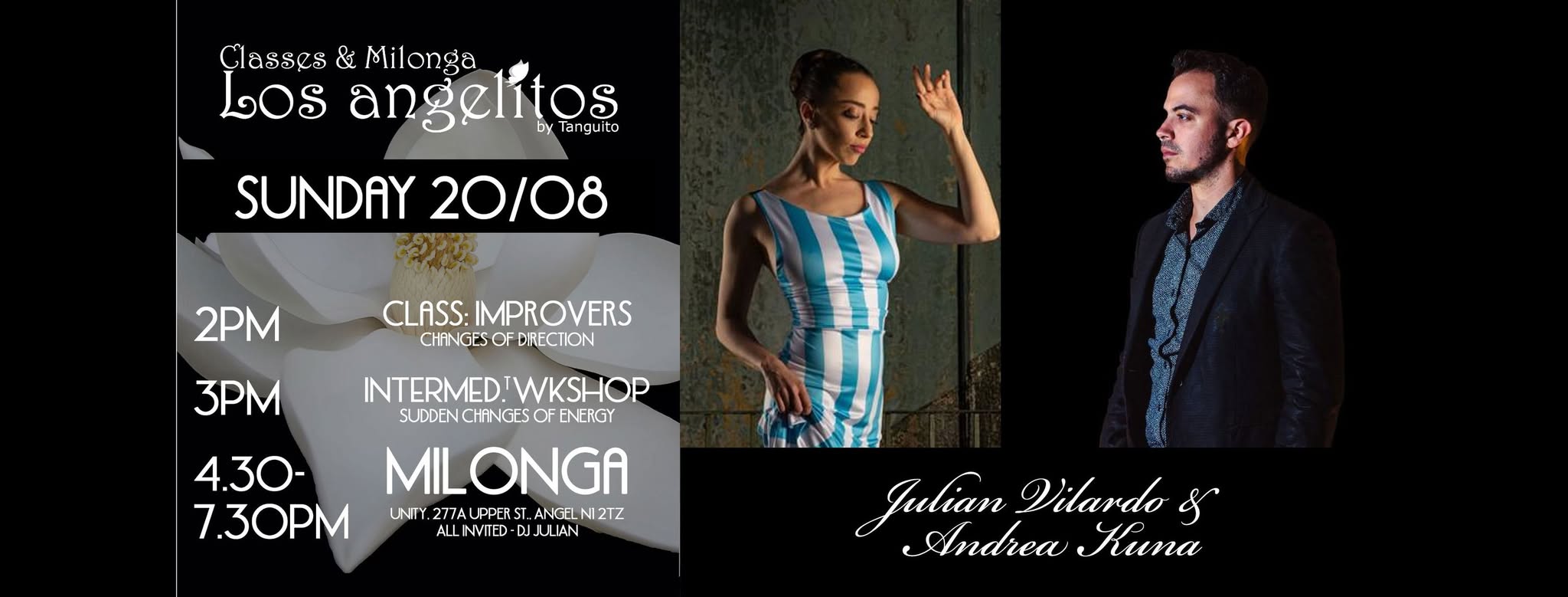 20 08 Los Angelitos Classes & Milonga with Julian Vilardo & Andrea Kuna + Guest DJ Julian