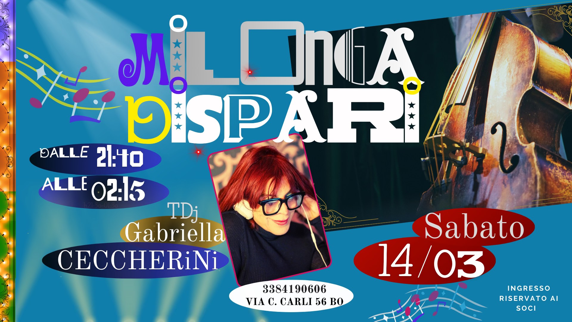 Milonga DiSPARi !! -SABATO 14 03 -TDJ: Gabriella Ceccherini! -Stage di Milonga in pre-Serata!