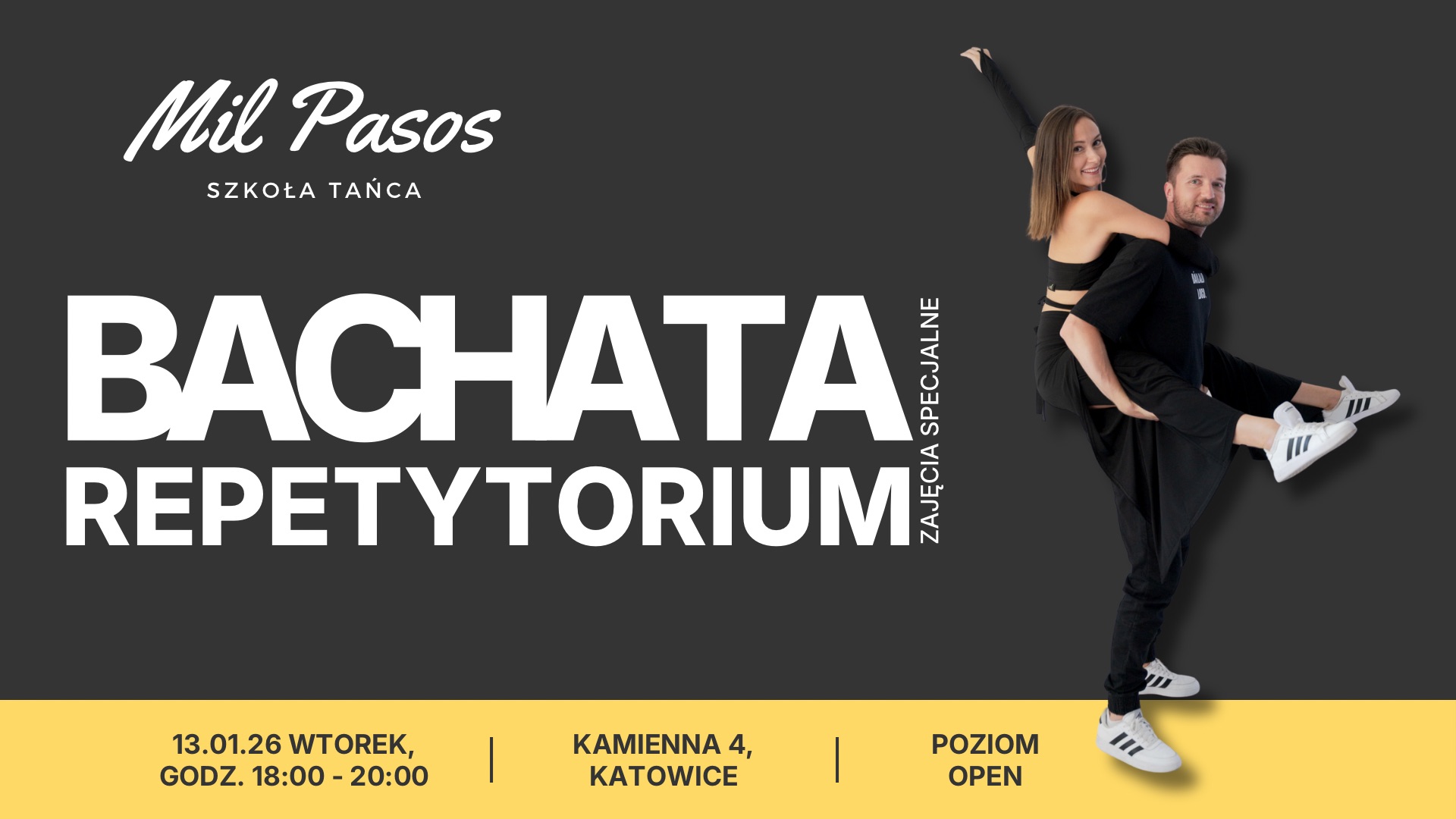 BACHATA REPETYTORIUM Z KUBĄ & ANIĄ - WRACAMY W NOWYK ROKU - POZIOM OPEN - WTOREK 18:00-20:00!