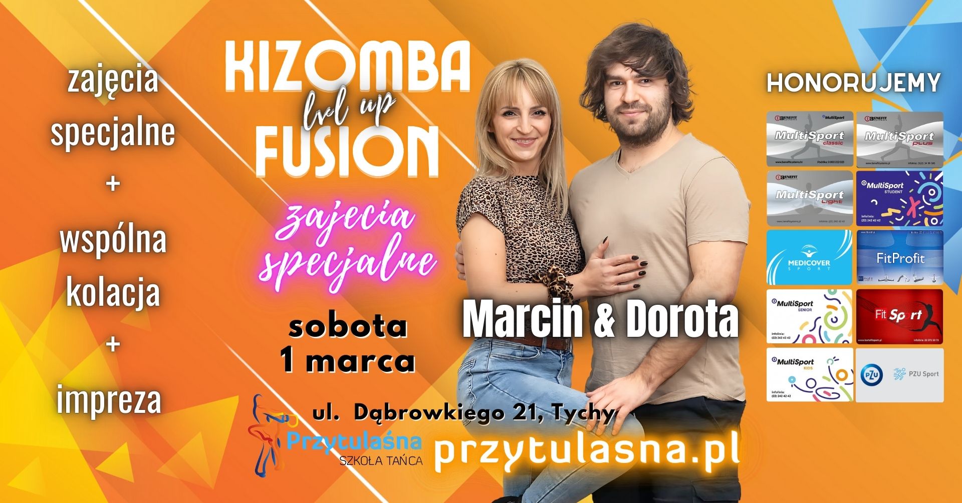 KIZOMBA FUSION lvl up z Marcinem & Dorotą - Zajęcia specjalne + Wspólna Kolacja + Impreza