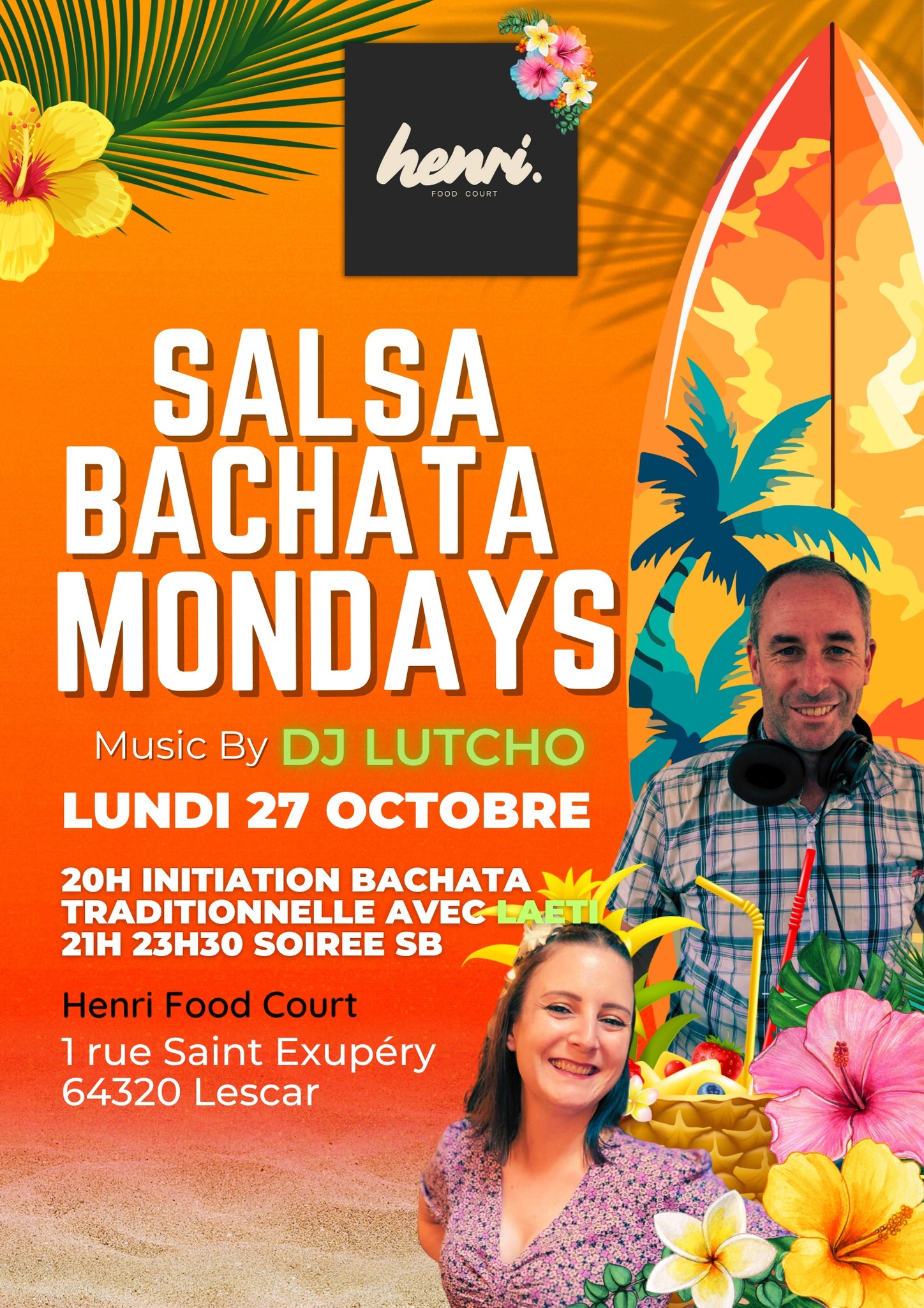 Les Lundis Salsa Bachata! Initiation Salsa et soirée avec Dj Lutcho & Laeti au Henri Food Court
