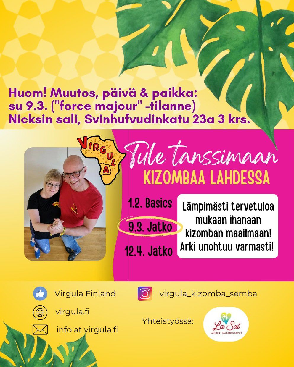 Kizombaa Lahdessa kevät 2025