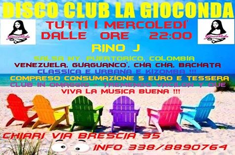 MERCOLEDI 11 GIUGNO il TREMENDO VACILON al CLUB LA GIOCONDA di CHIARI (bs) !!! si balla sulla bella terrazza con pista all'aperto o dentro i