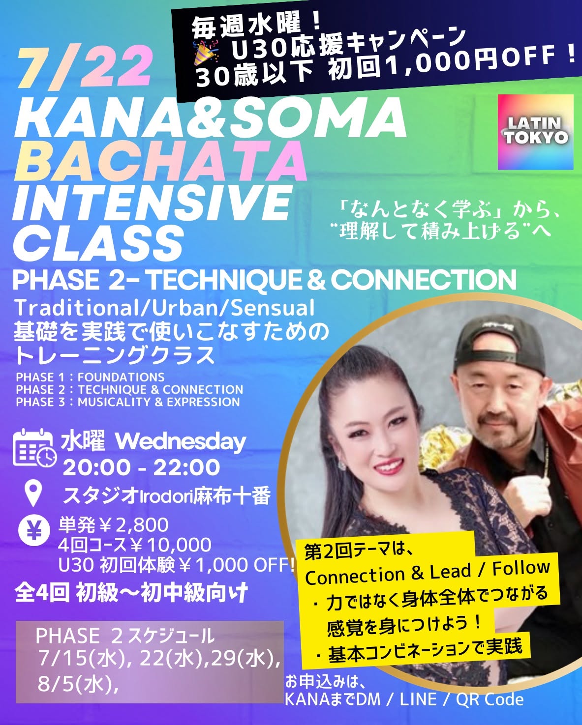 KANA & SOMA BACHATA INTENSIVE CLASS バチャータ基礎実践トレーニングクラス PHASE 2 ー第2回