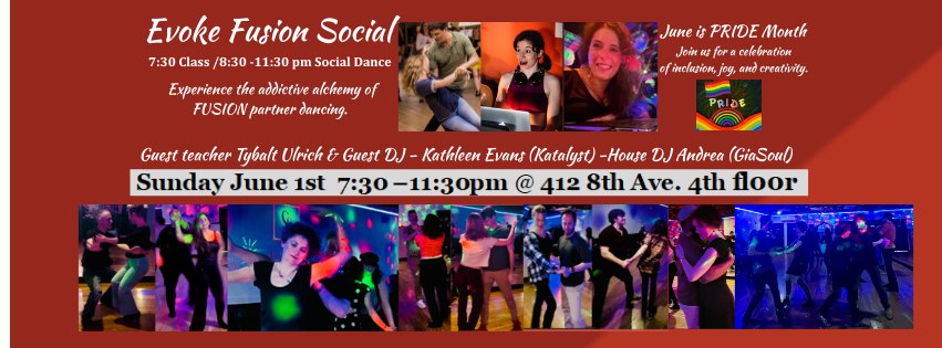 Evoke Fusion Social June 1st-1913*door code NYC Fusion Dance