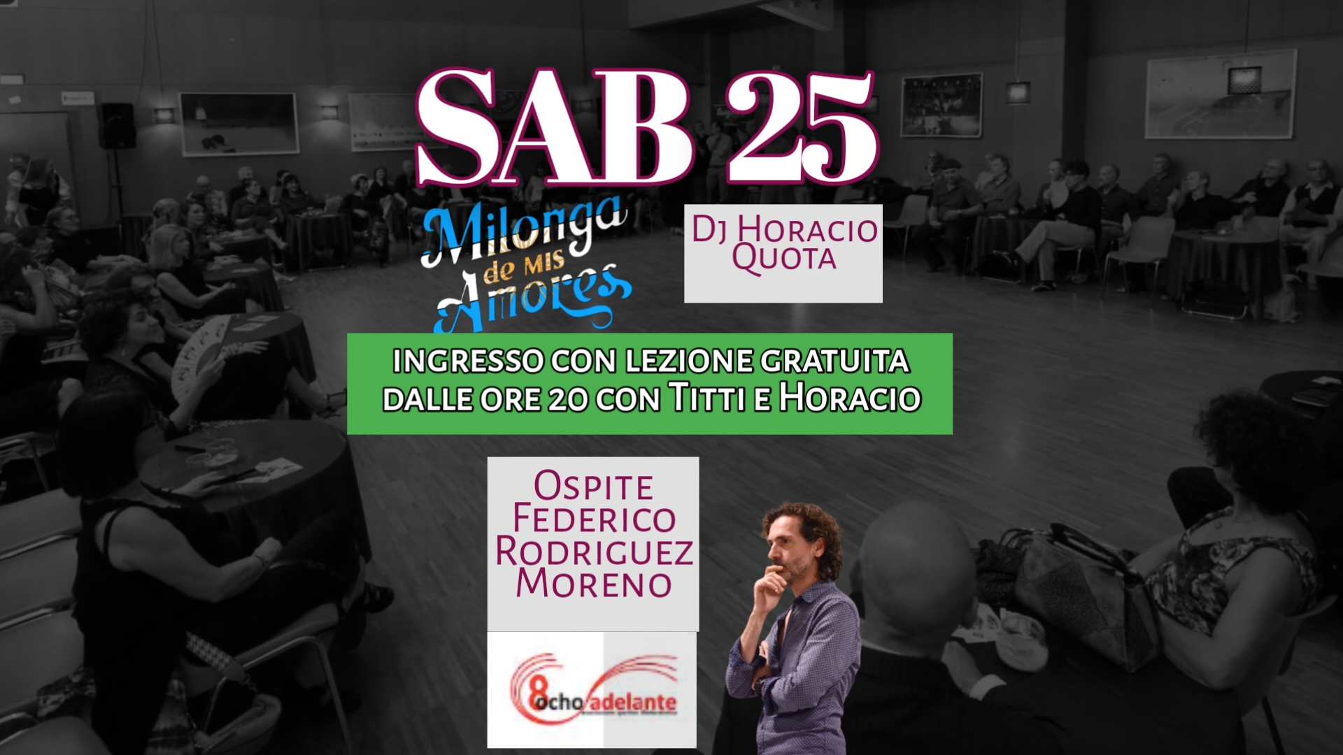 - Sabato 25 aprile dalle 20:00 lezione pre serata per tutti i livelli compresa con l'ingresso!!