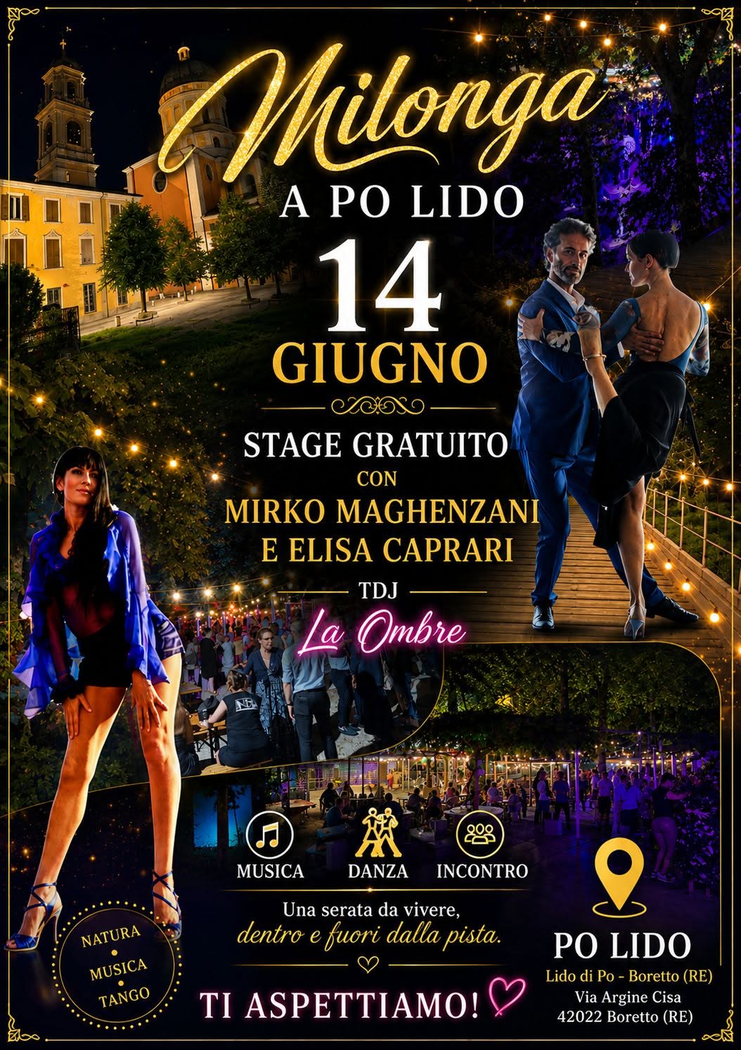 MILONGA LIDO DI PO CON LO STAGE DI MIRKO MAGHENZANI Y ELISA CAPRARI TDJ LA OMBRE