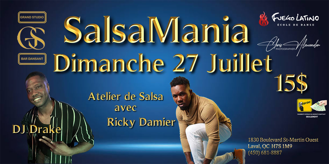 Danse Latine - Laval - SalsaMania - Dimanche 27 Juillet 2025