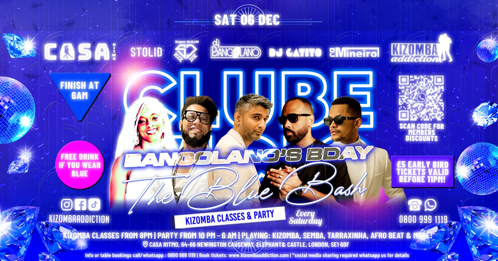 🎉💙 Saturday Kizomba Party & Dance Classes: Clube Vicio - Bangolano’s Bday The Blue 🔵 Bash