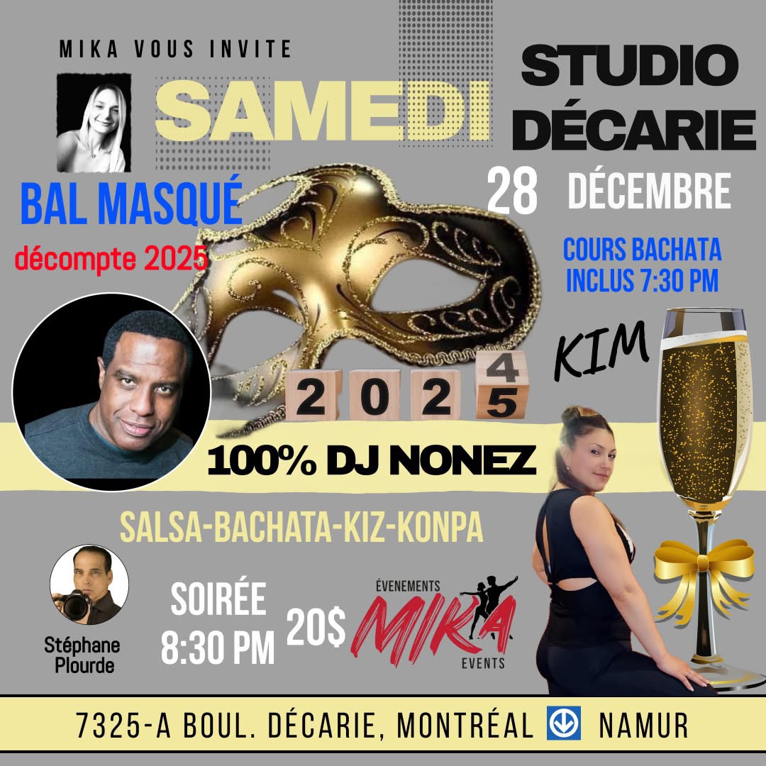 SAMEDI 28 déc. DJ NONEZ, Décompte 2025, cours bachata
