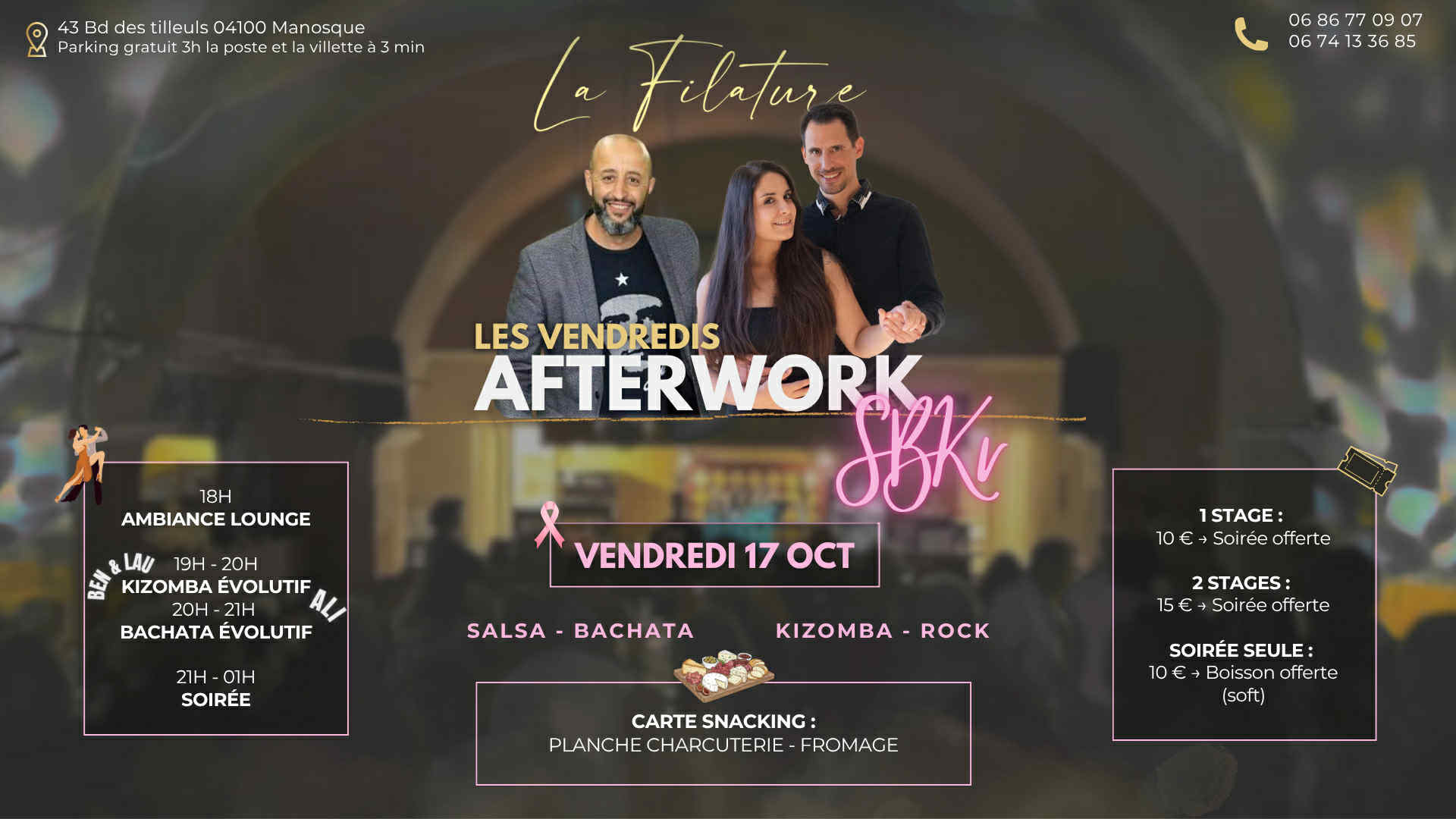 Les Vendredis AfterWork de la filature Ambiance Salsa Bachata Kizomba Rock Stages Kizomba Bachata