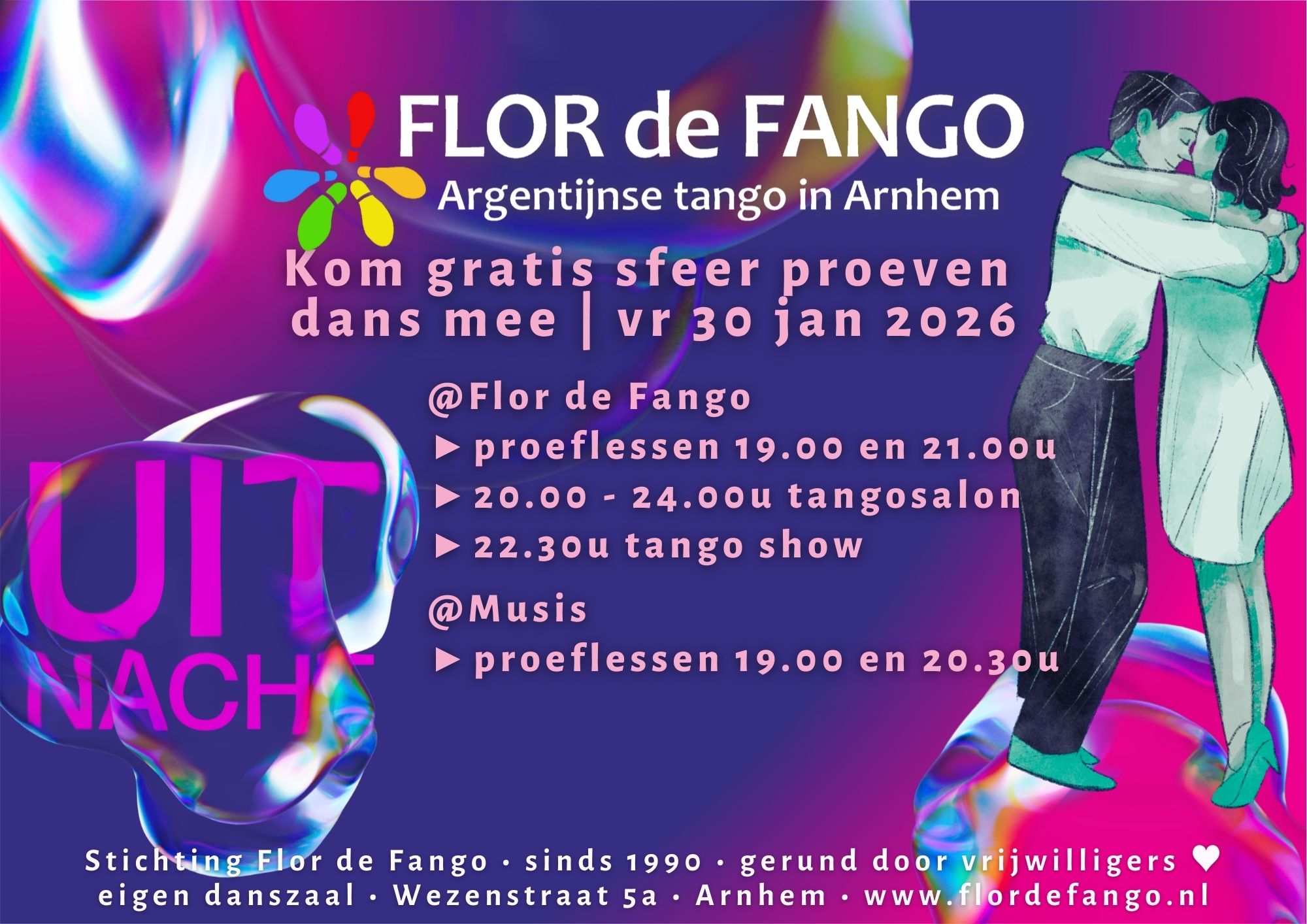 VR 30 JAN - Uitnacht Argentijnse tango: proeflessen, show en tango-salon (gratis entree)
