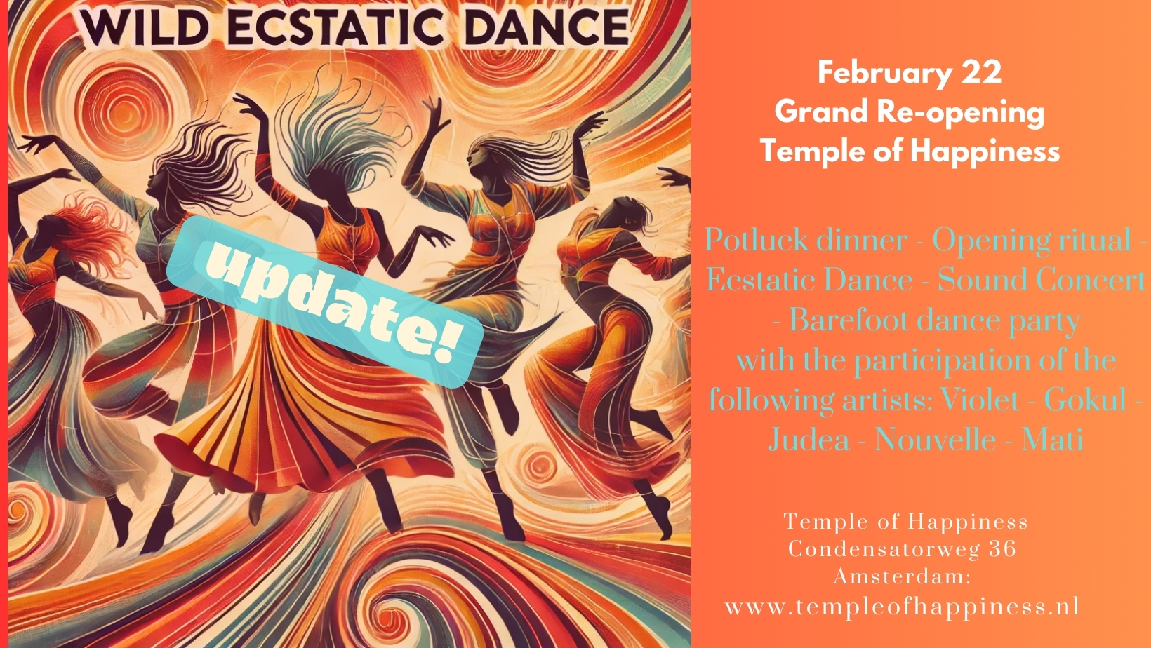 Grand re-opening Temple of Happiness Various artists updated program