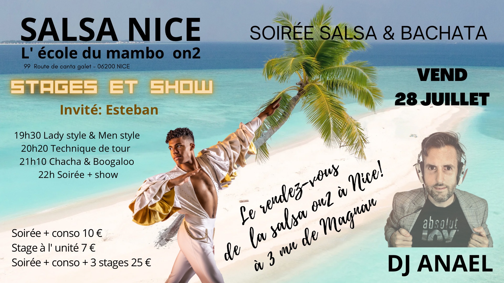 SOIRÉE SALSA & BACHATA Stages + Show invité Esteban & Dj Anael