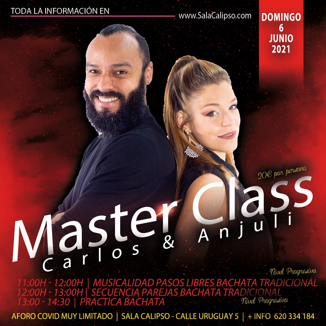 Intensivo BACHATA TRADICIONAL con CARLOS & ANJULI - Domingo 6 Junio 2021