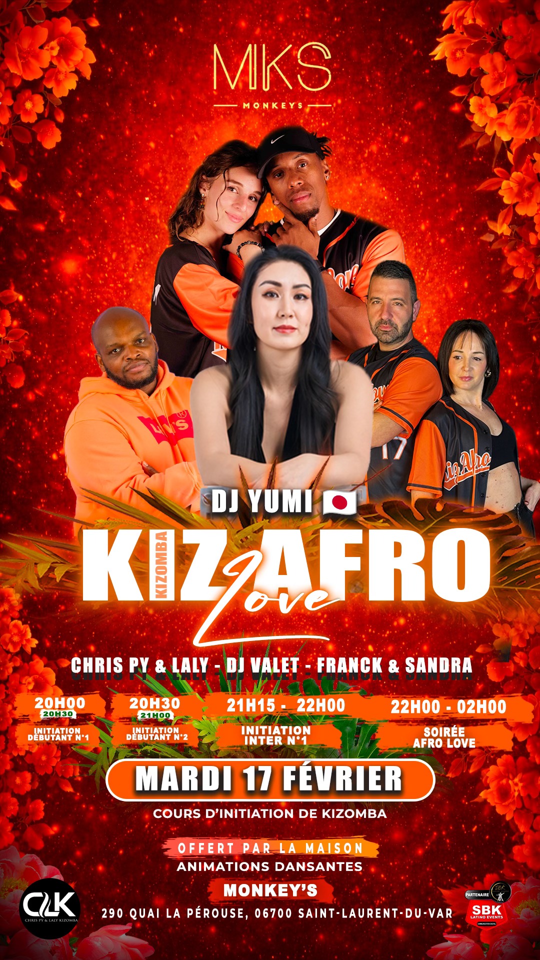 Cours & Soirée Kiz Afro Love (Monkeys) Dj Yumi🇯🇵 Dj Valet
