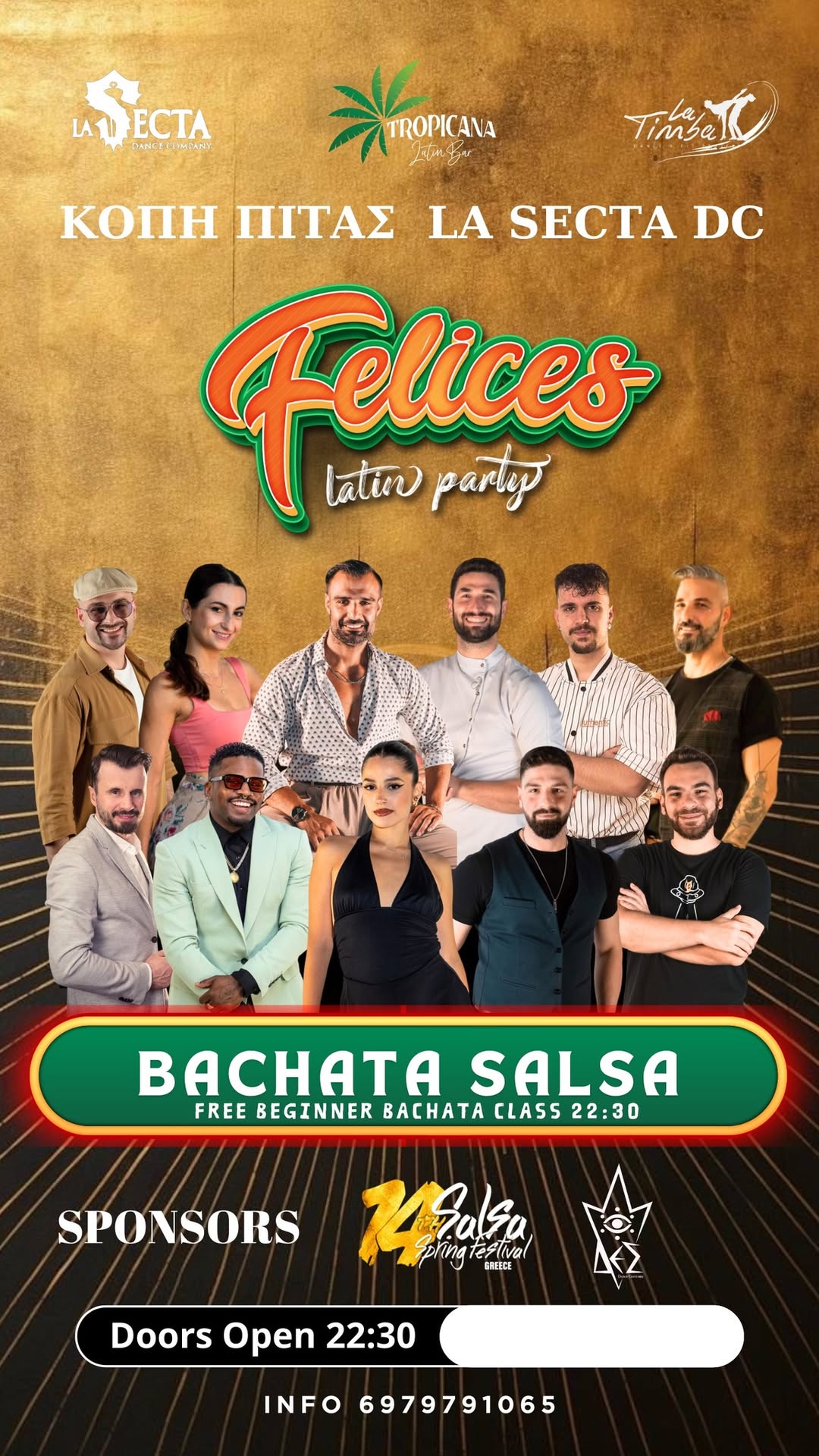BACHATA SALSA PARTY Κοπή Πίτας La SECTA Dc FELICES On Saturday At Tropicana Latin Bar