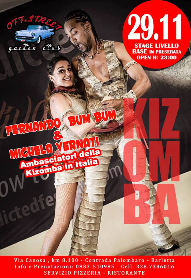 kizomBAT - Sab. 29 OFF STREET - Ospiti FERNANDO RODRIGUES & MICHELA VERNATI >Stage GRATUITO liv. base ore 23<