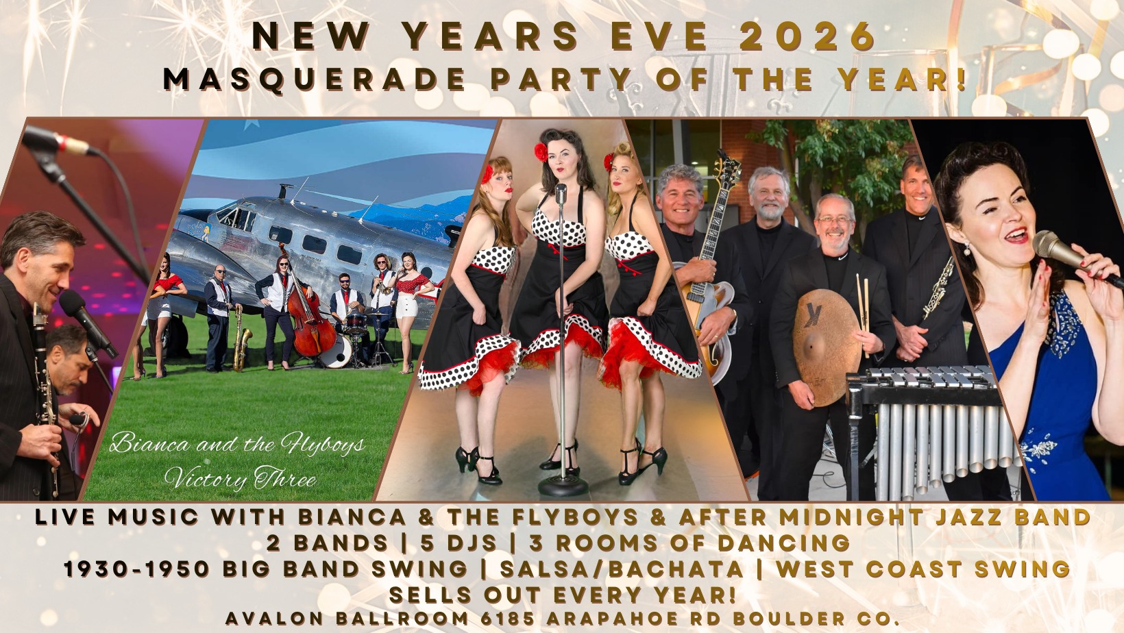 New Year's Eve 2026 Masquerade Party! 2 Bands, 5 DJs, 3 Rooms of Dancing!
