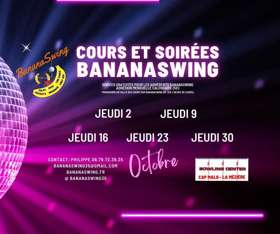 Cours de Kizomba, Rock et Bachata + soirée SBKR gratuite au Bowling Center Cap Malo