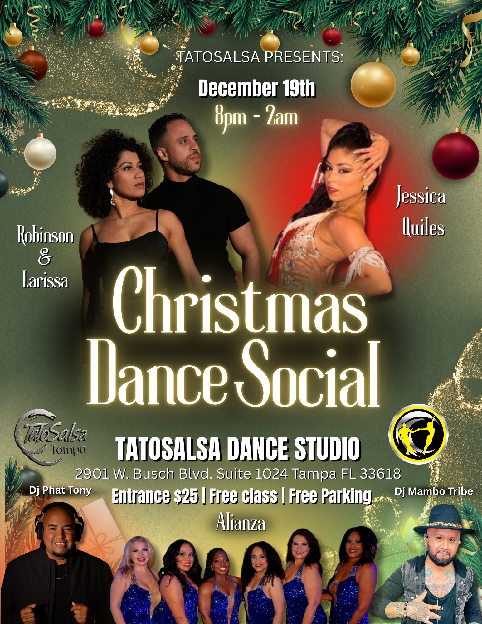 Holiday Social Dec 19th @ TaToSalsa Studio - Class with Robinson and Larissa
