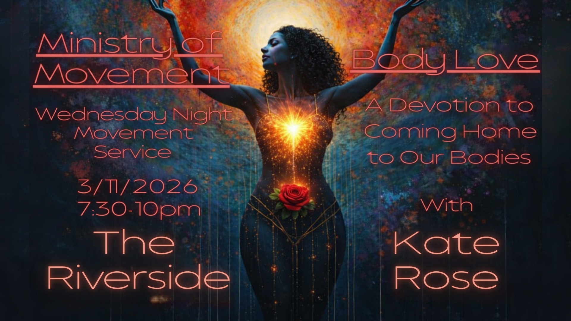 MoM Wed Movement Service at THE RIVERSIDE!!: Body Love with Kate Rose