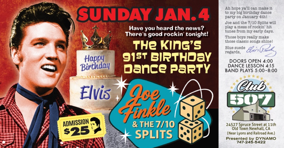 The King’s 91st Birthday Party with Joe Finkle & The 7 10 Splits