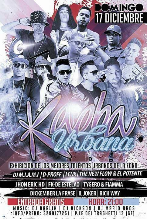 Kaoba Urbana - Domingo 17 12 - Start Time 21.00