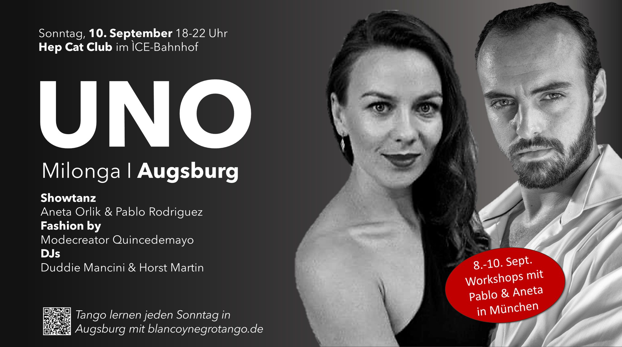 Milonga UNO mit Showtanz Pablo Rodriguez & Aneta Orlik DJ Duddie Mancini & Horst Martin