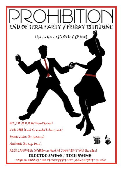 PROHIBITION END OF TERM ELECTRO SWING PARTY @ JOSHUA BROOKS!