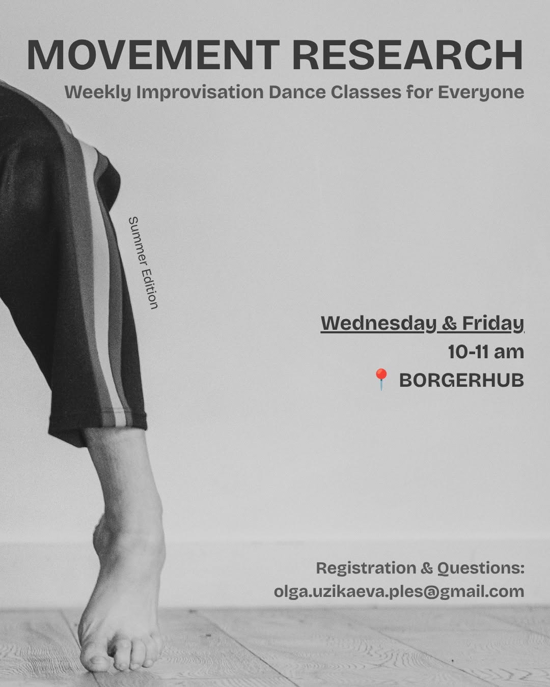 MOVEMENT RESEARCH & DANCE IMPROVISATION Weekly Classes in Antwerp