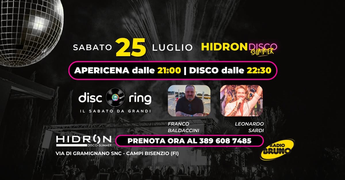 πͺ© 25 07 DISCORING 3 PISTE πΆ ANNI β80 β90 β’ π LATINO β’ β‘ TECHNO π HIDRON DISCO SUMMER