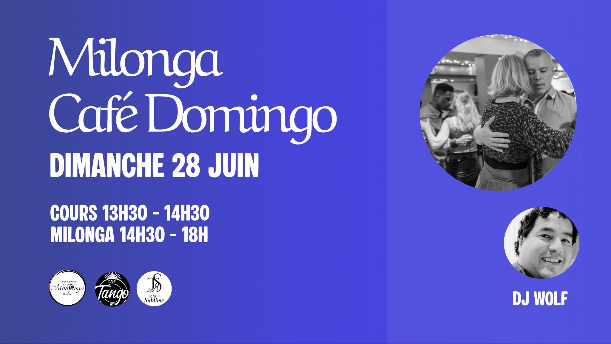 CAFÉ DOMINGO, la milonga du dimanche après-midi - DJ Wolf + cours Thématique