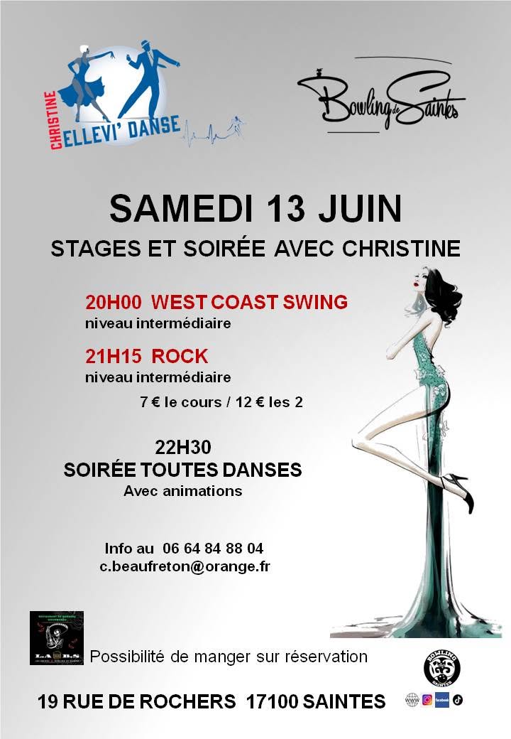 Stages de West Coast Swing et Rock avec Christine Ellevi'Danse + Soirée Toutes Danses
