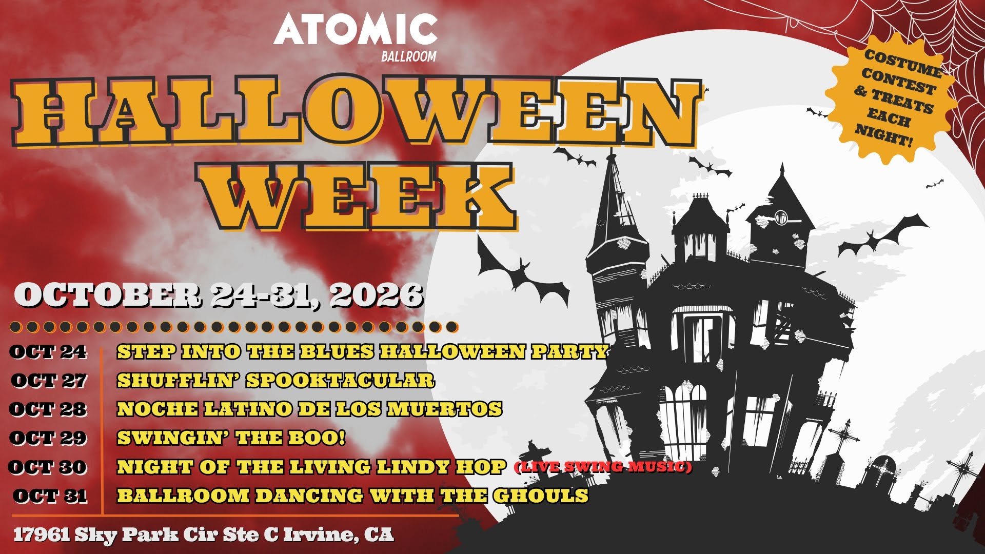 Halloween Week Oct. 24- 31, 2026 at ATOMIC Ballroom!