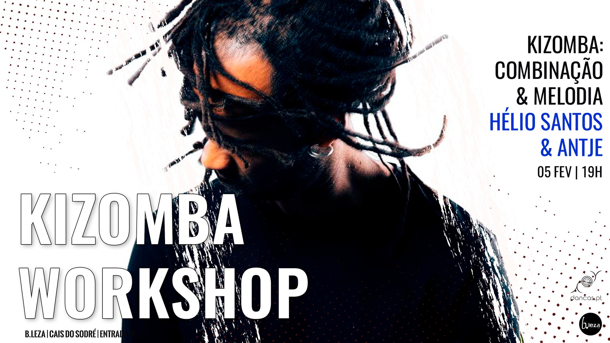 Danças no B.Leza 05 fev Kizomba: combinação & melodia workshop com Hélio Santos e Antje
