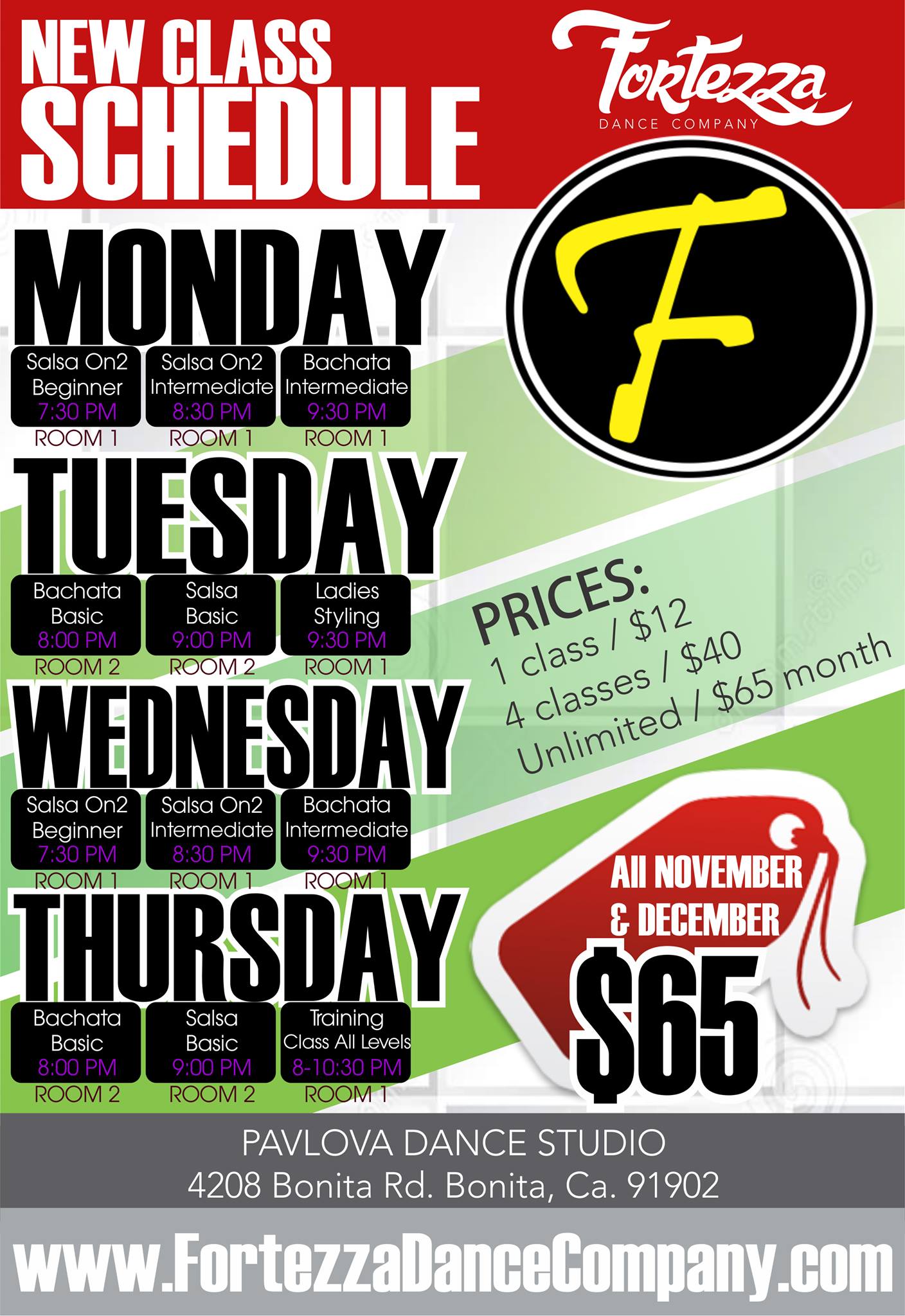 NEW Fortezza Class Schedule!