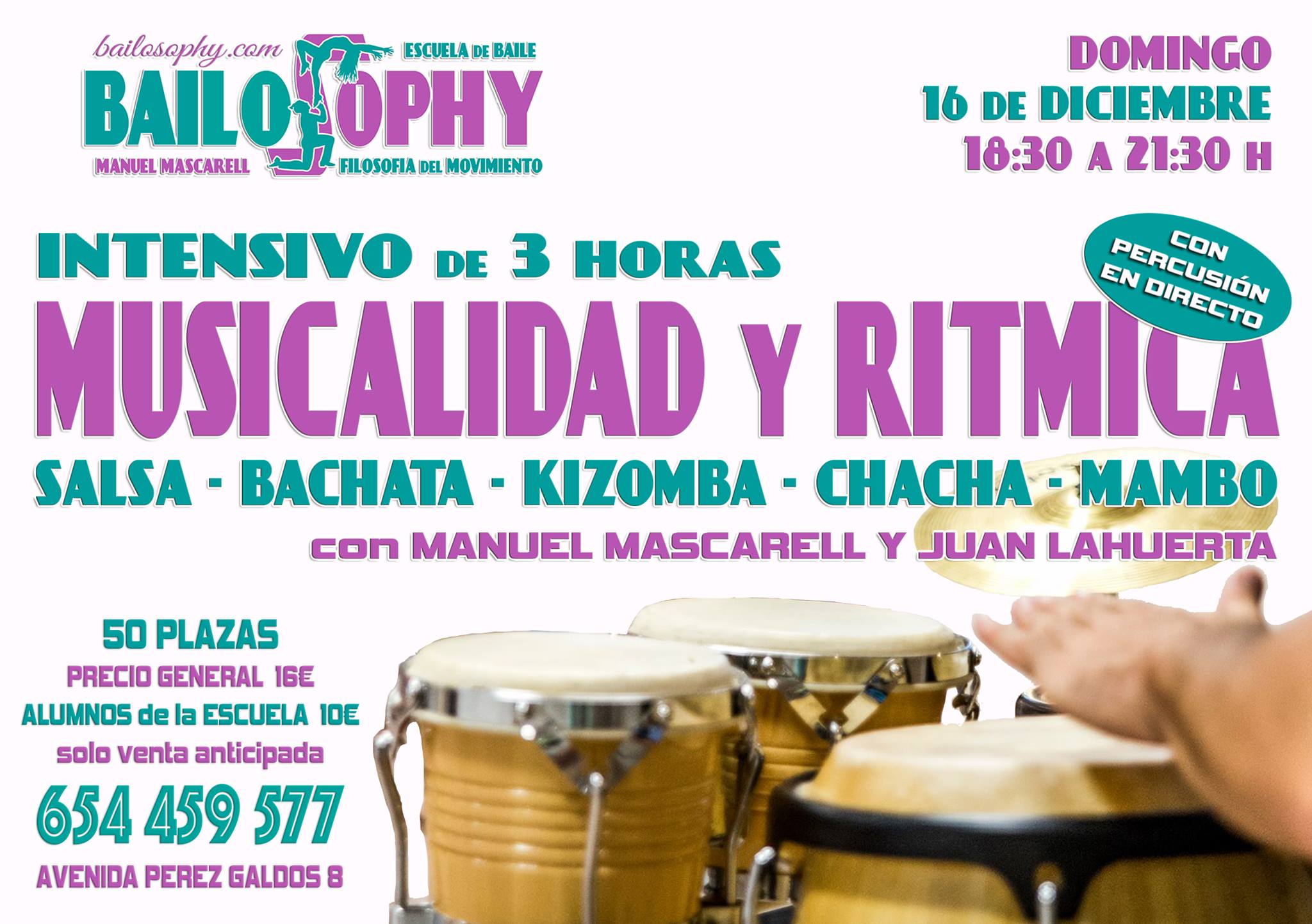 Taller de musicalidad y rítmica para salsa, bachata, kizomba