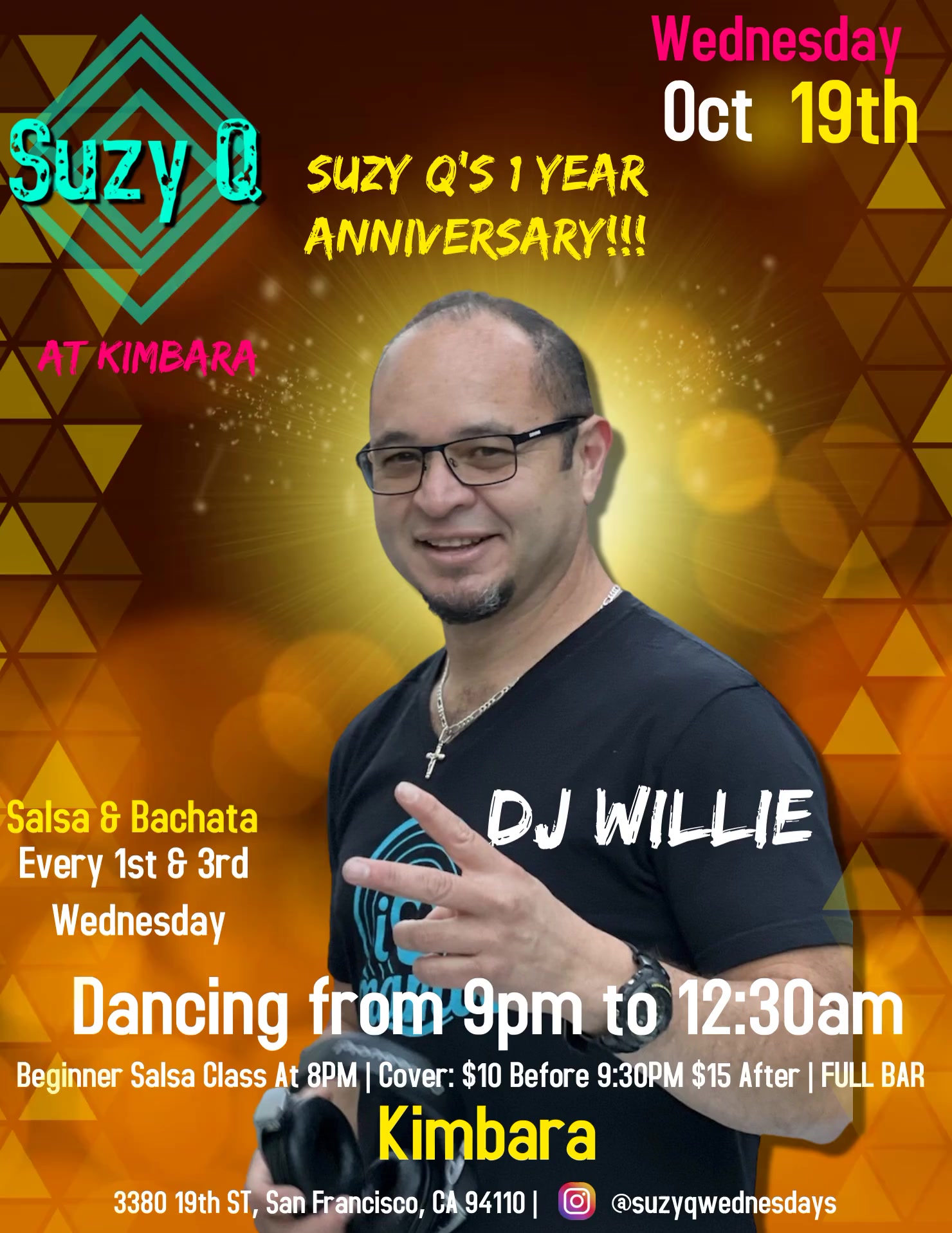 Suzy Q Salsa Wednesdays 1 Year Anniversary - Kimbara - 2022 - Music by DJ Willie - Wed Oct 19th 2022