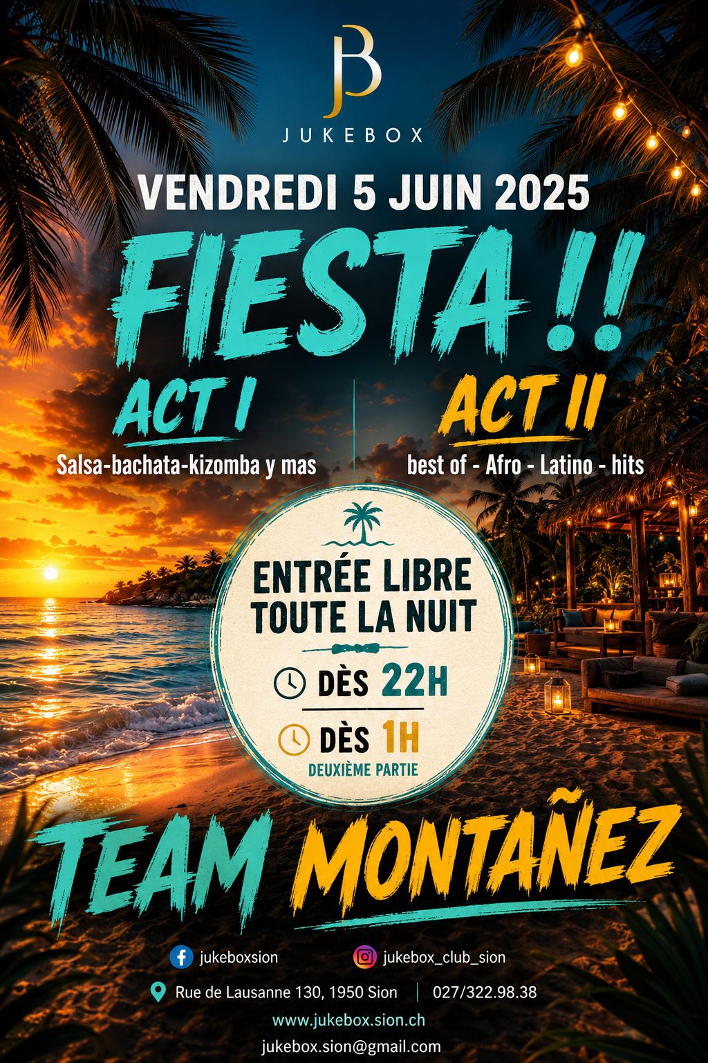 Vendredi 5 Juin--->Fiesta!! Dès 22h00 - Entrée libre toute la nuit