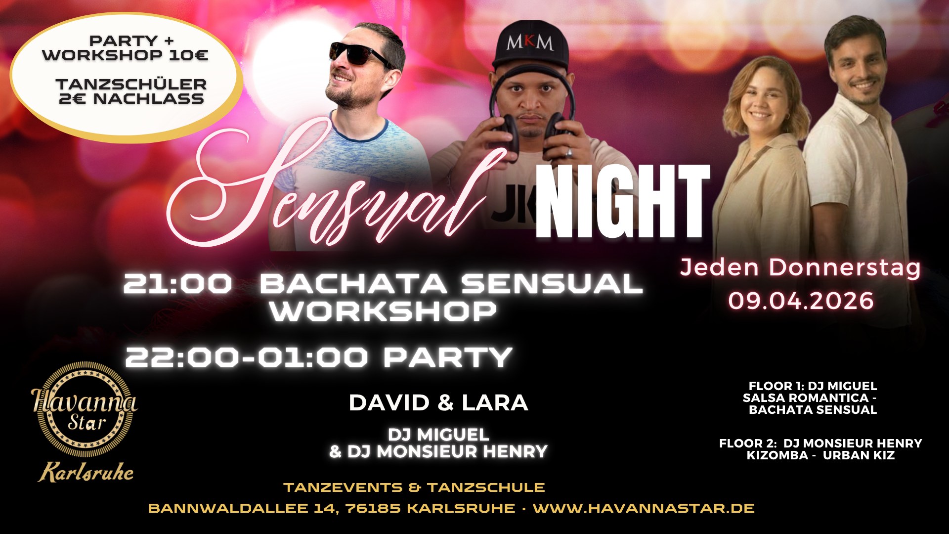 Latinparty mit Bachata Sensual Workshop ⭐️Mit Kizombaraum⭐️