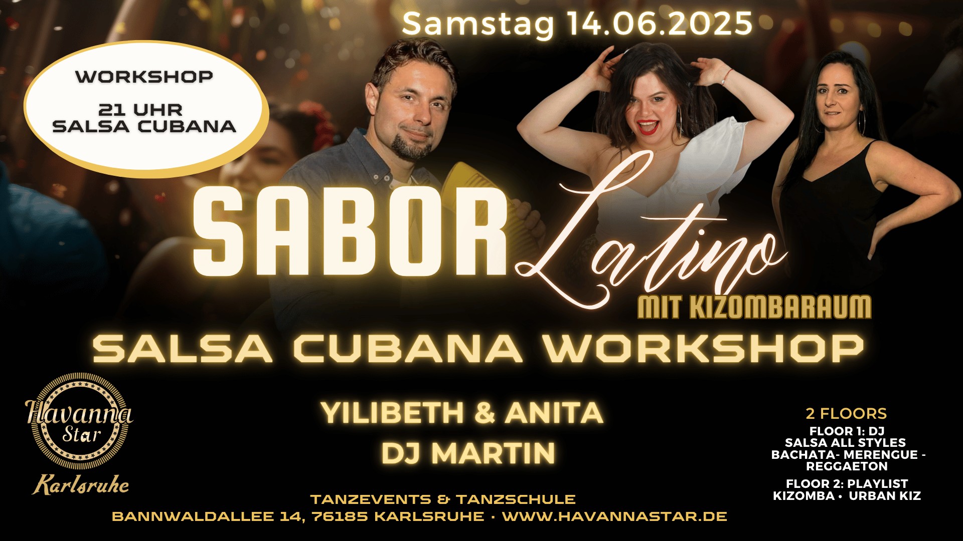 Latinparty mit Salsa Cubana Workshop⭐️ mit Kizombaraum